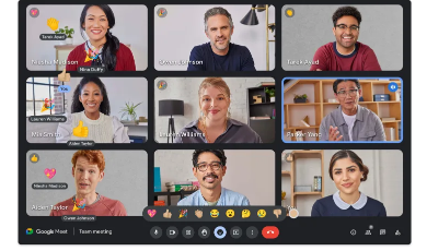 谷歌Meet添加表情符号作为一种无干扰的通话反应方式