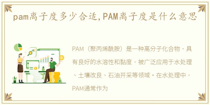 pam离子度多少合适,PAM离子度是什么意思