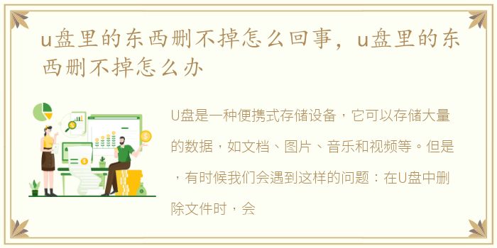 u盘里的东西删不掉怎么回事，u盘里的东西删不掉怎么办