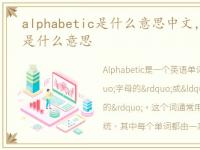 alphabetic是什么意思中文，alphabetic是什么意思