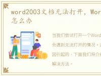 word2003文档无法打开，Word2003打不开怎么办