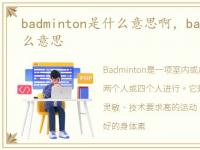 badminton是什么意思啊，badminton是什么意思