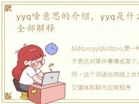 yyq啥意思的介绍，yyq是什么意思?yyq的全部解释