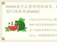 hhhhh是什么意思网络语言，hhhh是什么意思?(网络用语hhhh)