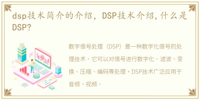 dsp技术简介的介绍，DSP技术介绍,什么是DSP?