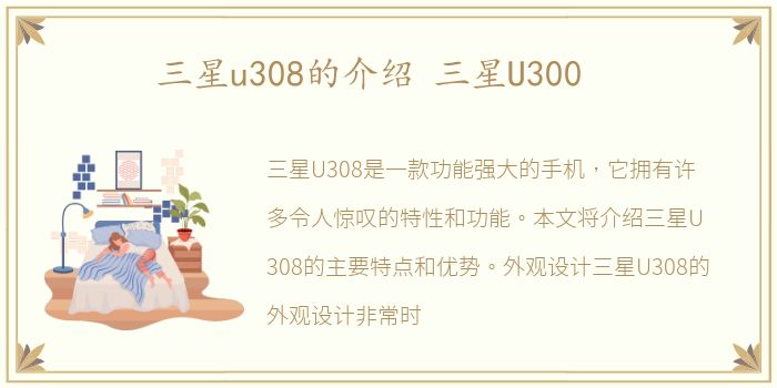 三星u308的介绍 三星U300