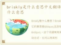 briskly是什么意思中文翻译，briskly是什么意思