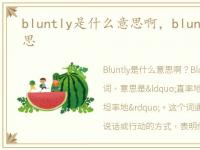 bluntly是什么意思啊，bluntly是什么意思