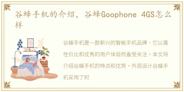 谷蜂手机的介绍，谷蜂Goophone 4GS怎么样