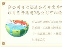 分公司可以给总公司开发票吗，分公司可以自己开票吗?总公司可以给分公司开票吗?