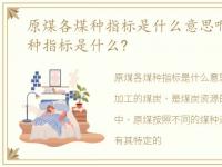 原煤各煤种指标是什么意思啊，原煤各煤种指标是什么?