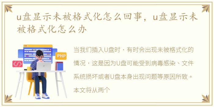 u盘显示未被格式化怎么回事，u盘显示未被格式化怎么办