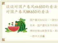 谈谈对国产春风nk650的看法和感受，谈谈对国产春风NK650的看法