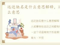 远近驰名是什么意思解释，远近驰名是什么意思