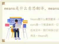 means是什么意思翻译，means是什么意思