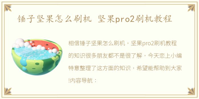 锤子坚果怎么刷机 坚果pro2刷机教程