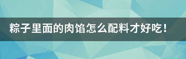 肉粽子怎么调料才好吃呢？ 粽子肉馅怎样调好吃