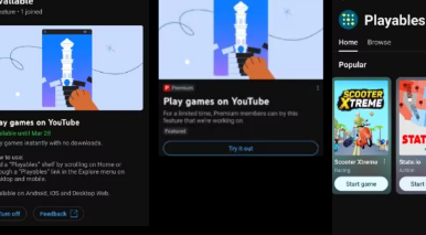 谷歌正在向测试者推出YouTubePlayables