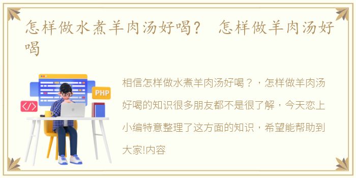 怎样做水煮羊肉汤好喝？ 怎样做羊肉汤好喝