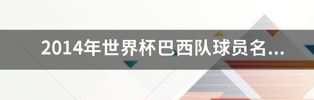 2014年世界杯巴西队球员名单？ 世界杯巴西队球员有哪些