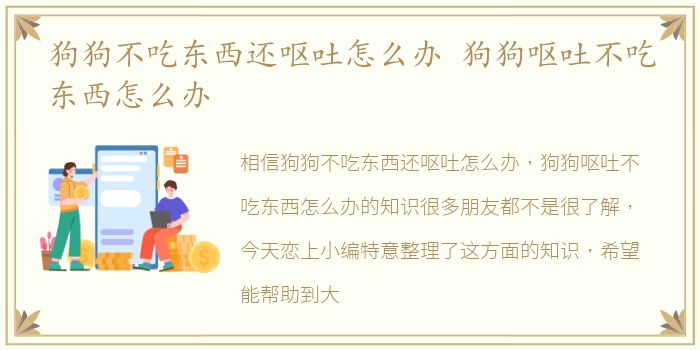 狗狗不吃东西还呕吐怎么办 狗狗呕吐不吃东西怎么办