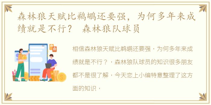 森林狼天赋比鹈鹕还要强，为何多年来成绩就是不行？ 森林狼队球员