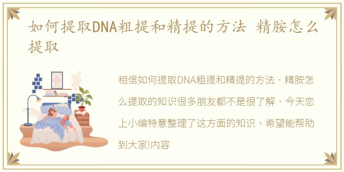 如何提取DNA粗提和精提的方法 精胺怎么提取