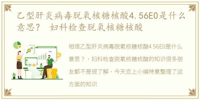 乙型肝炎病毒脱氧核糖核酸4.56E0是什么意思？ 妇科检查脱氧核糖核酸