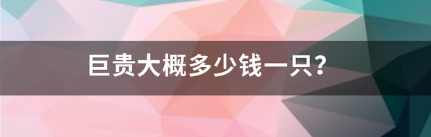 巨贵大概多少钱一只？ 巨贵怎么看品相好不好