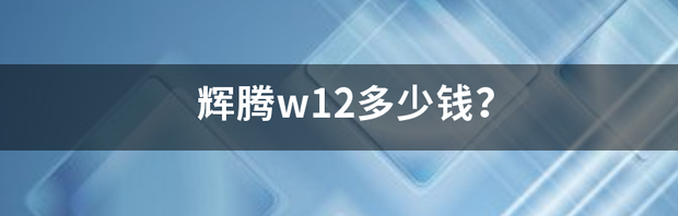 辉腾w12多少钱？ w12辉腾多少钱一辆