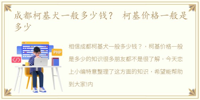 成都柯基犬一般多少钱？ 柯基价格一般是多少