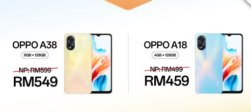 OPPOA38和A18智能手机降价高达RM50