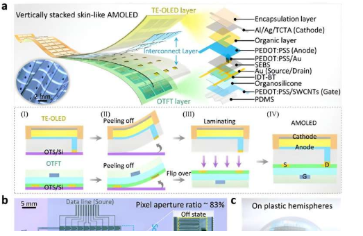 垂直堆叠超高开口率类皮肤有源矩阵显示器